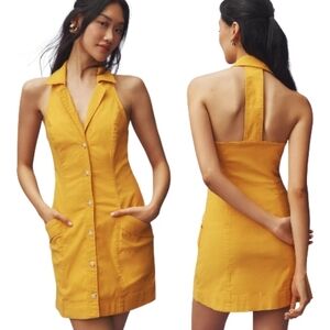 ANTHROPOLOGIE MAEVE "Amelia" T-back Collared Mini Dress - Size L